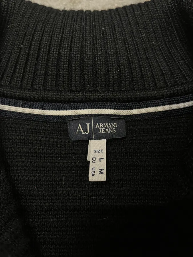 Armani Black Pleats Horizontal Polo Longsleeves - Image 9