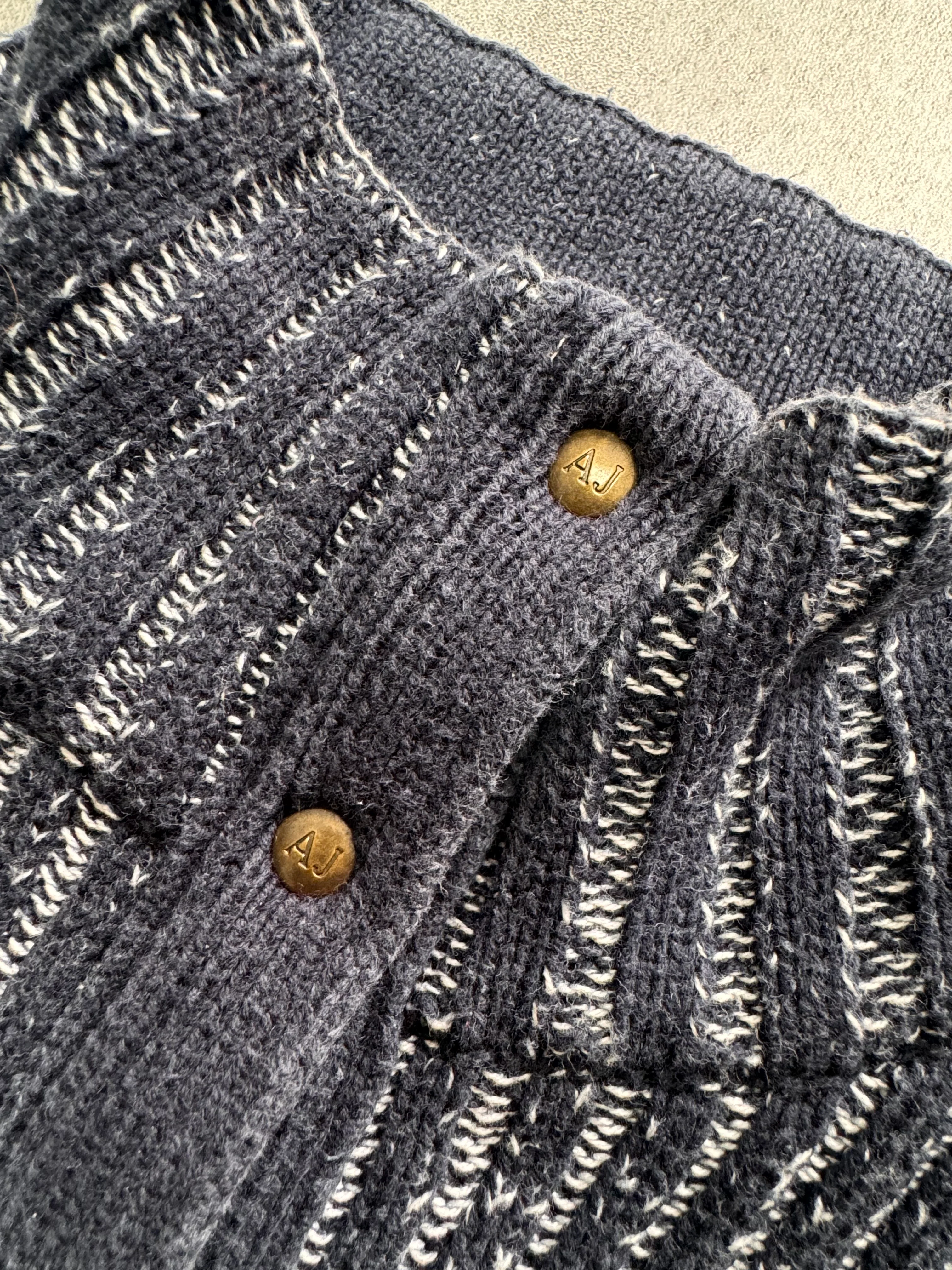 Armani Blue Knitted Buttoned Sweater (S/M) - Image 5
