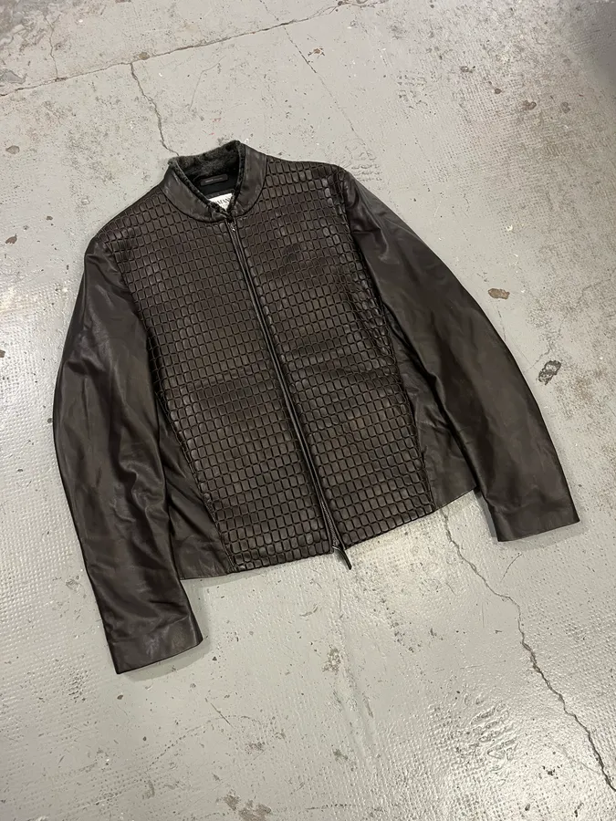 Armani Collezioni Brown Leather Bomber Jacket - Image 4