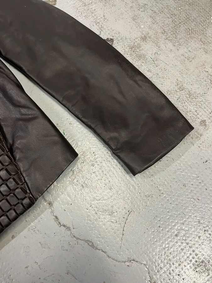 Armani Collezioni Brown Leather Bomber Jacket - Image 6
