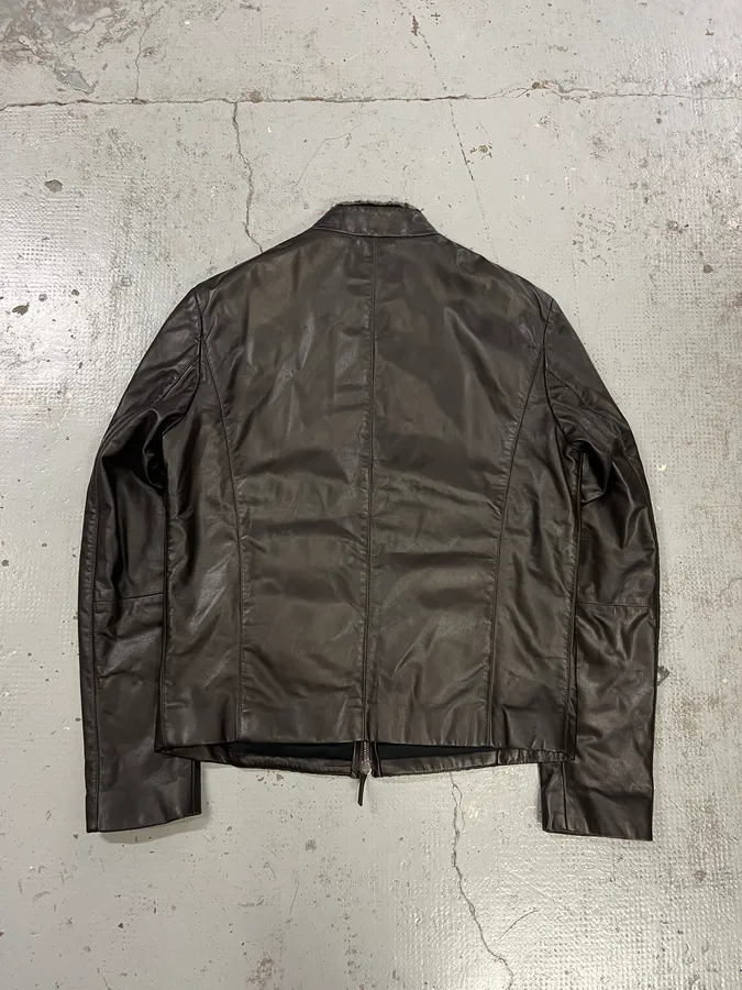 Armani Collezioni Brown Leather Bomber Jacket - Image 7