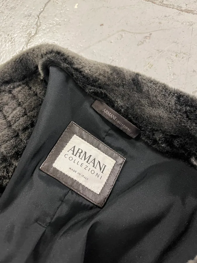 Armani Collezioni Brown Leather Bomber Jacket - Image 9