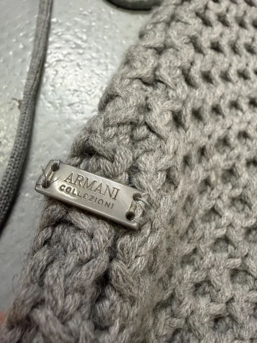 Armani Collezioni Grey Wool Waffled Hood - Image 9
