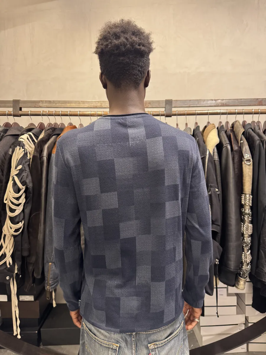 Armani Collezioni Navy Gradient Squared Longsleeves Sweater - Image 3