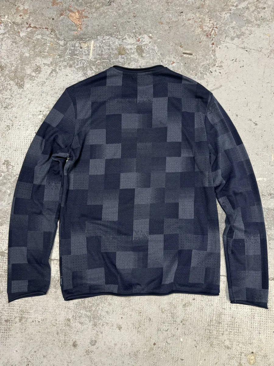 Armani Collezioni Navy Gradient Squared Longsleeves Sweater - Image 4