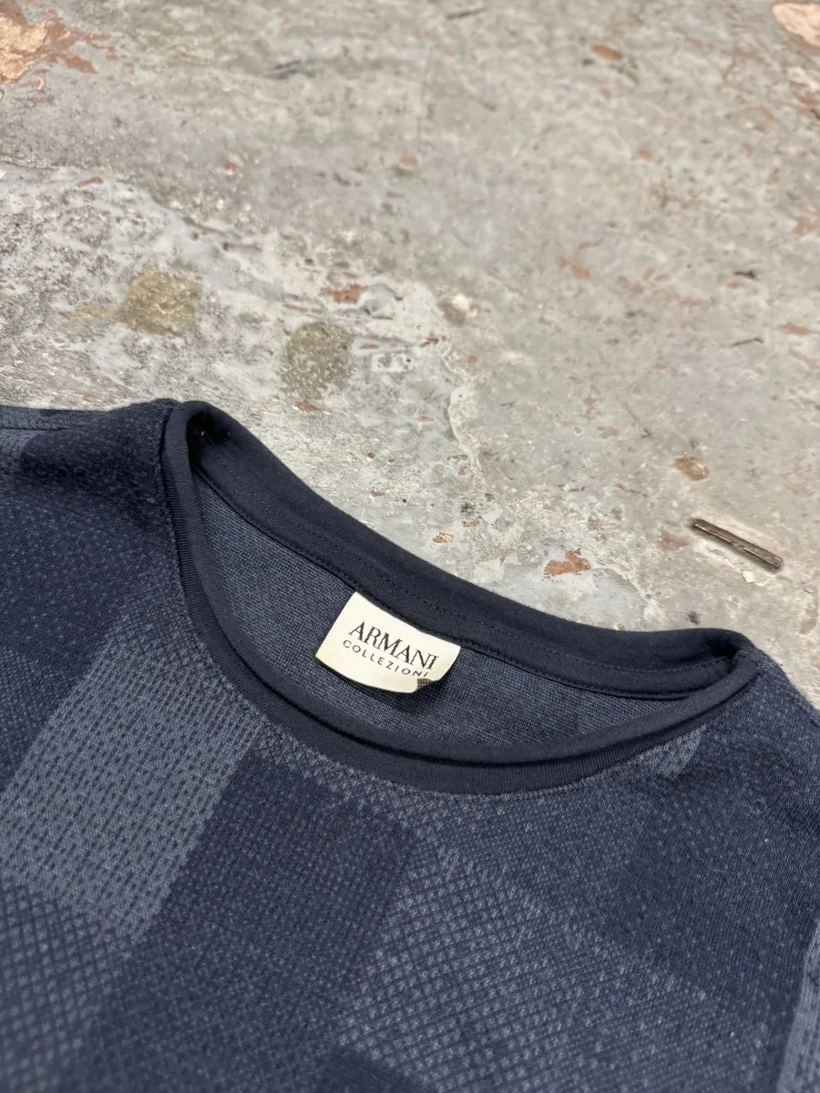 Armani Collezioni Navy Gradient Squared Longsleeves Sweater - Image 8