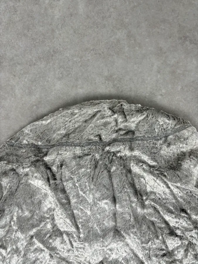 Armani Grey Velvet Faux Fur Jacket - Image 6