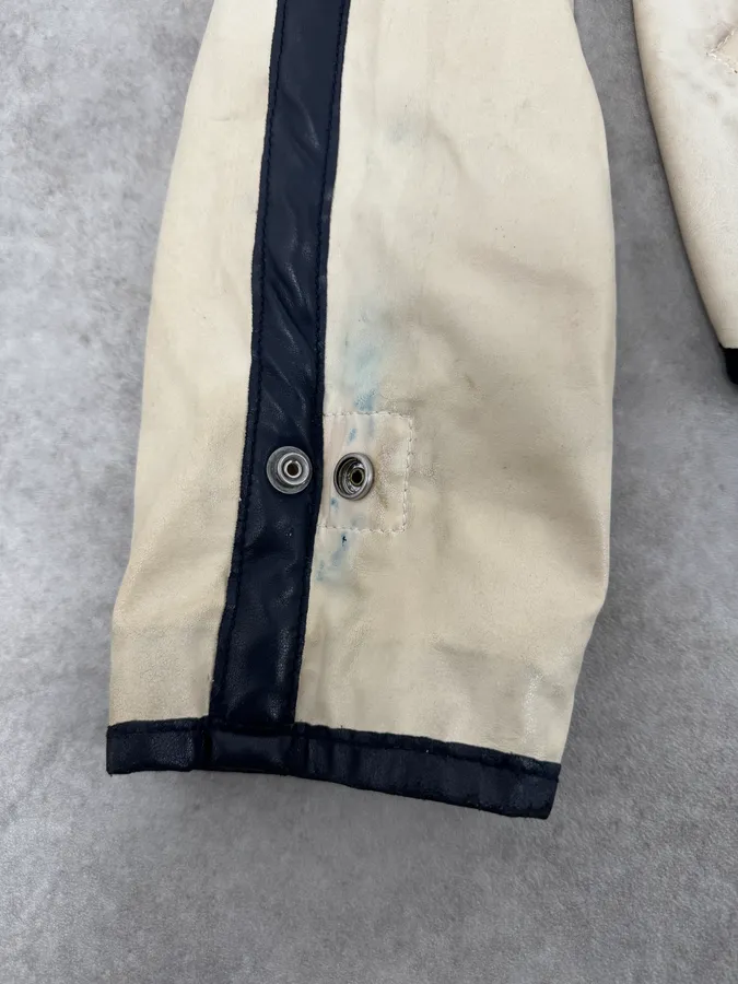 2000s Armani Beige & Navy Kanji Nylon Sport Jacket - Image 11