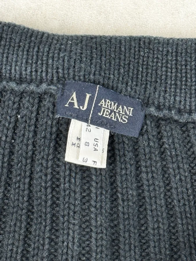Armani Navy Buttoned Turtleneck Wool Sweater - Image 10