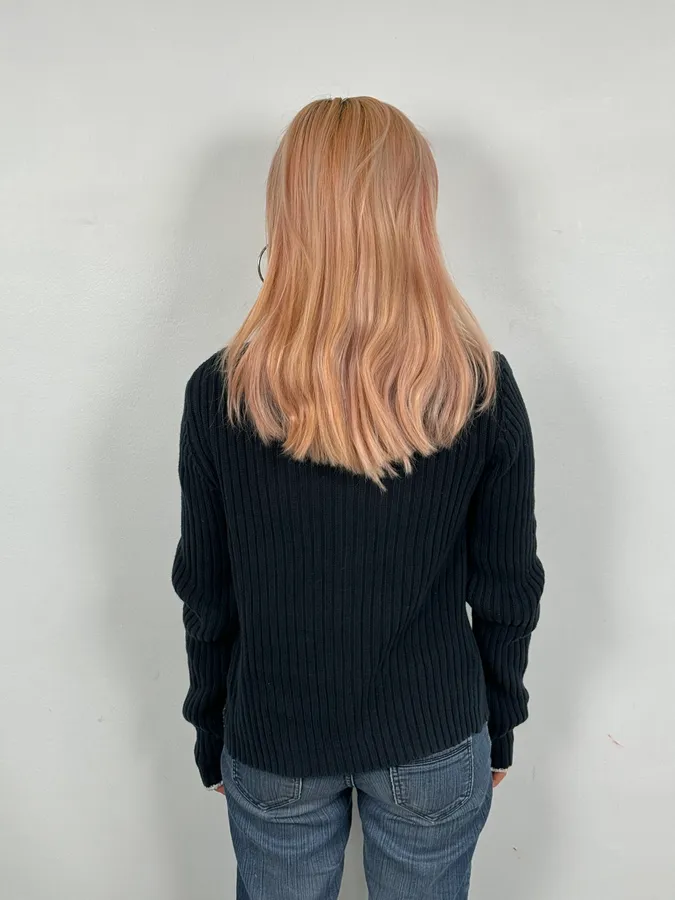 Armani Navy Buttoned Turtleneck Wool Sweater - Image 3