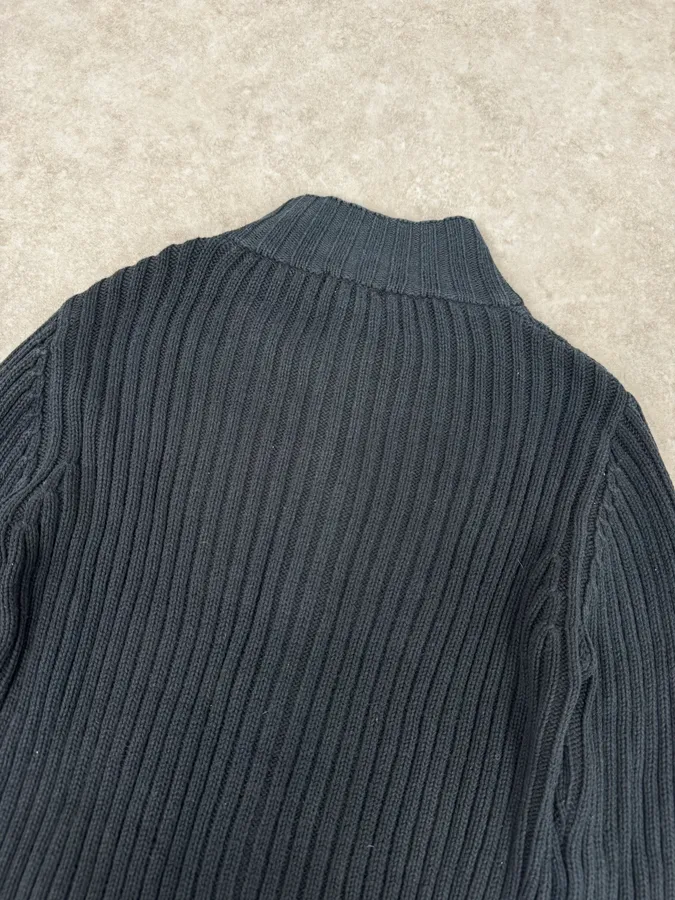 Armani Navy Buttoned Turtleneck Wool Sweater - Image 6