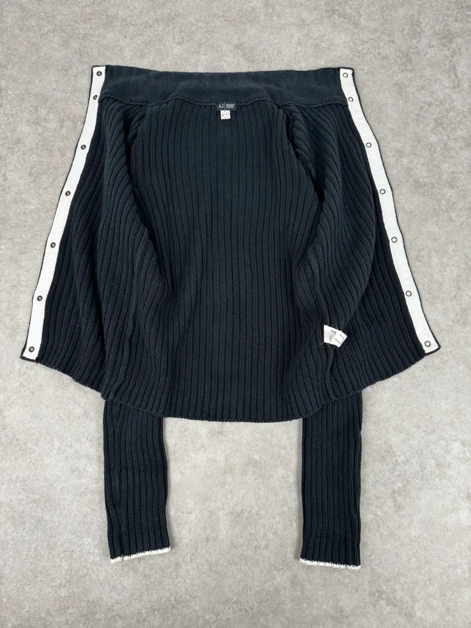Armani Navy Buttoned Turtleneck Wool Sweater - Image 7