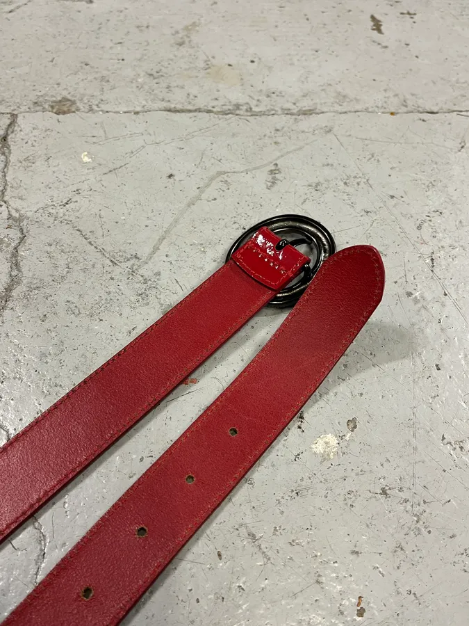 Armani Red Patina Leather Belt - Image 4
