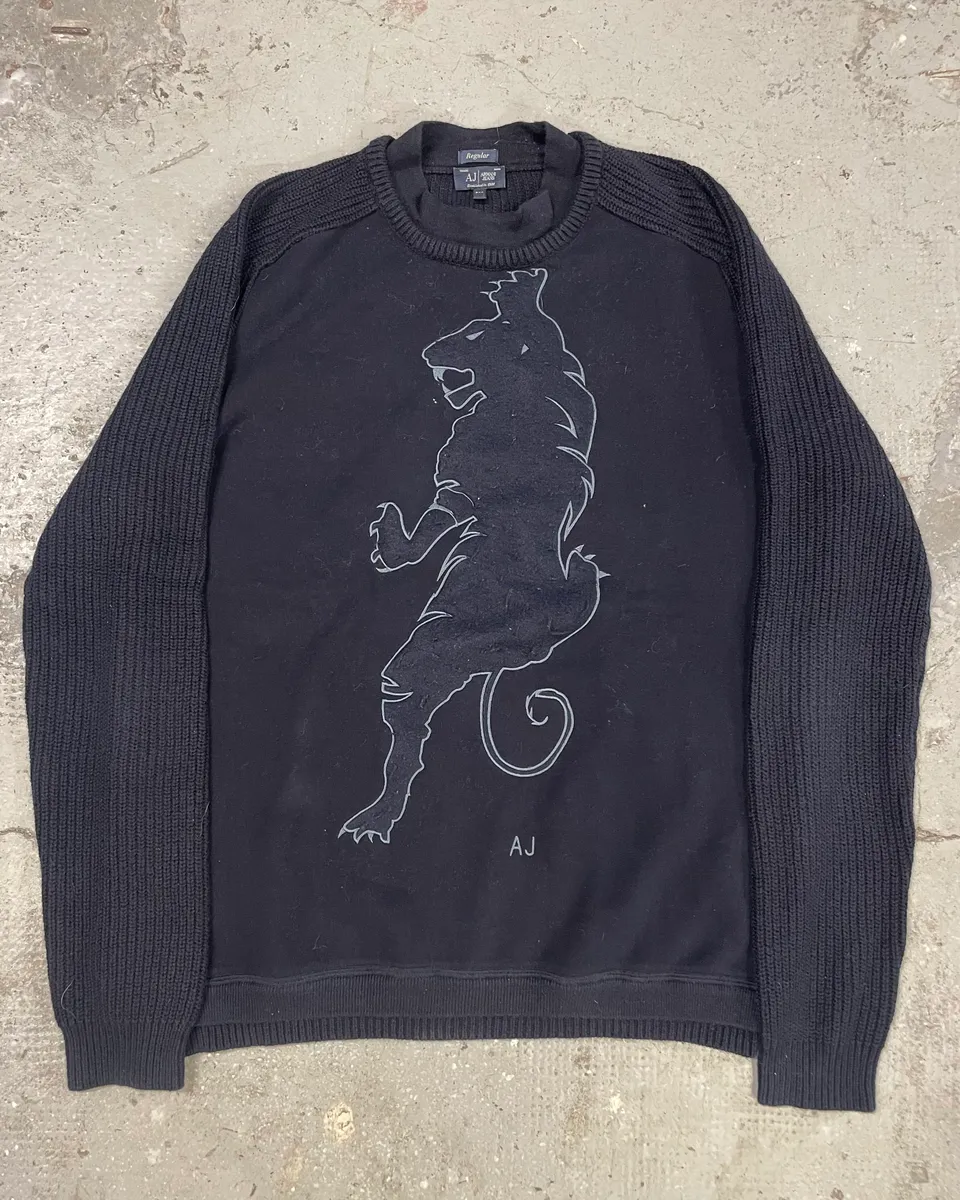 Armani Tiger Hybrid Navy Sweater