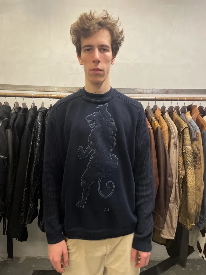 Armani Tiger Hybrid Navy Sweater - Image 2
