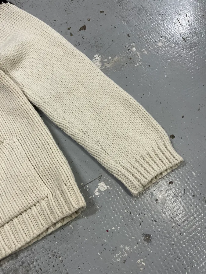 Armani Triangle Cream Wool Zip-Up Sweater - Image 6