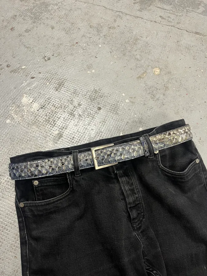 Artisanal Italian Blue Python Leather Belt