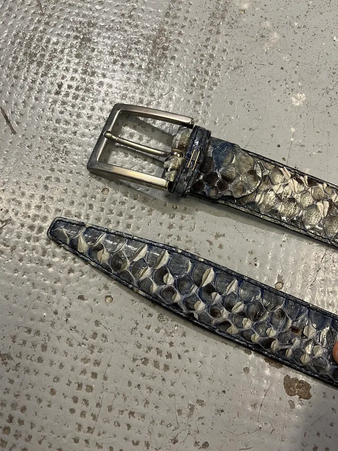 Artisanal Italian Blue Python Leather Belt - Image 3