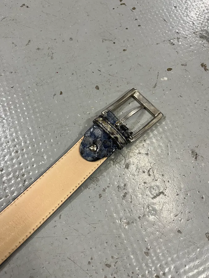 Artisanal Italian Blue Python Leather Belt - Image 7