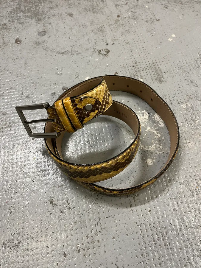 Artisanal Yellow Python Snakeskin Leather Belt - Image 3