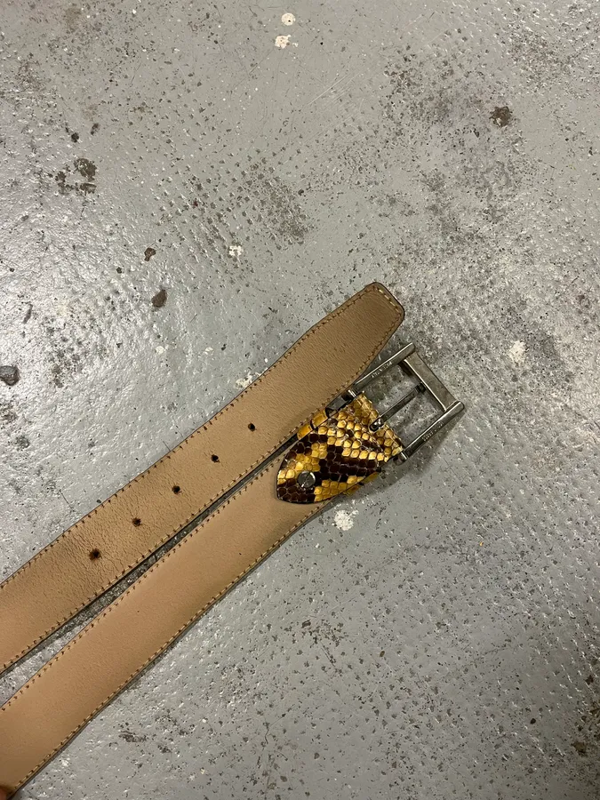 Artisanal Yellow Python Snakeskin Leather Belt - Image 5