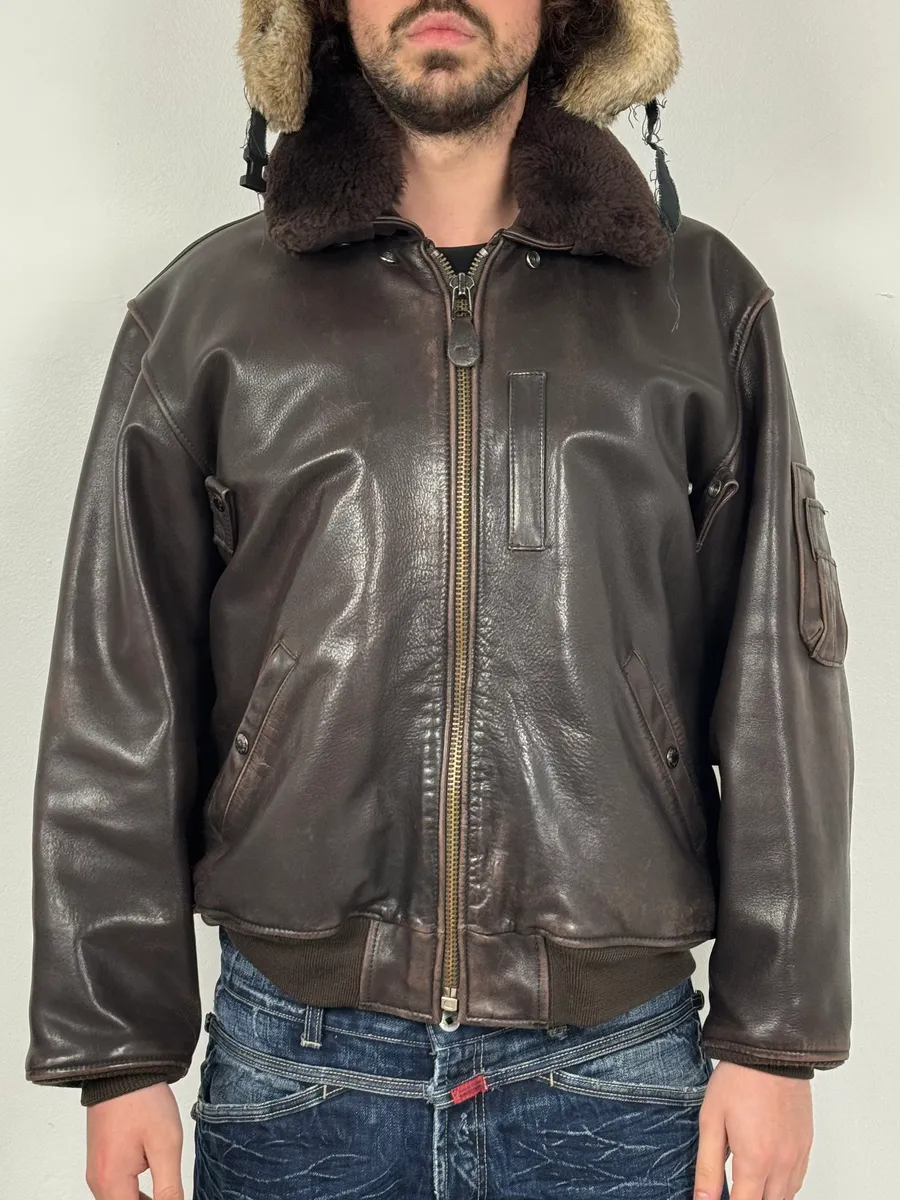Avirex Brown Mafia Leather Pure Aviator Jacket - Image 2