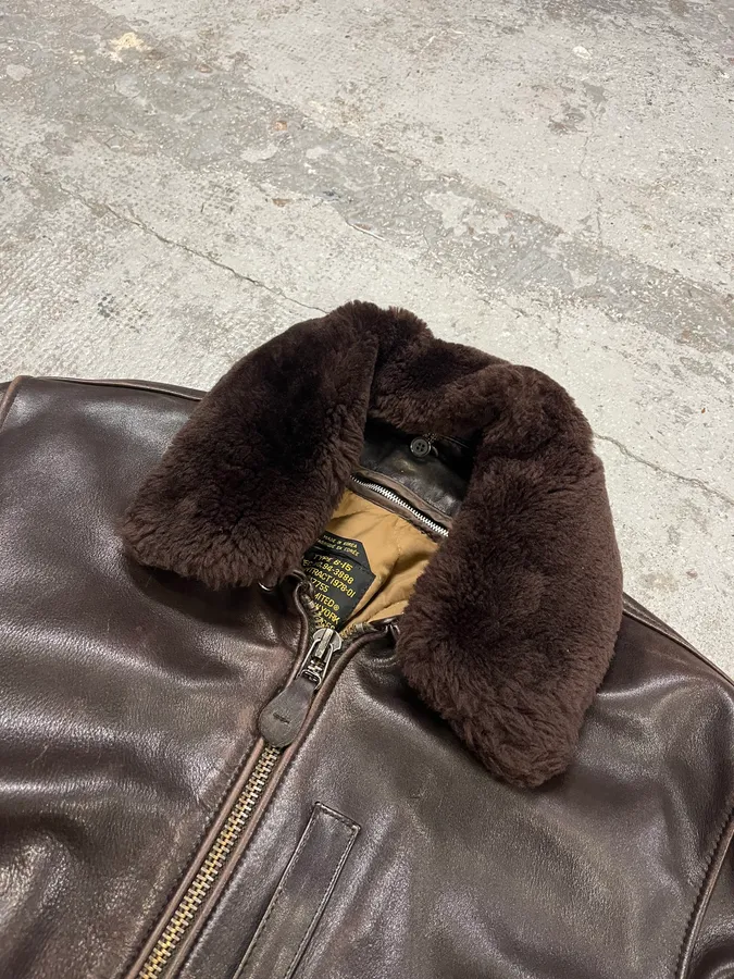 Avirex Brown Mafia Leather Pure Aviator Jacket - Image 6