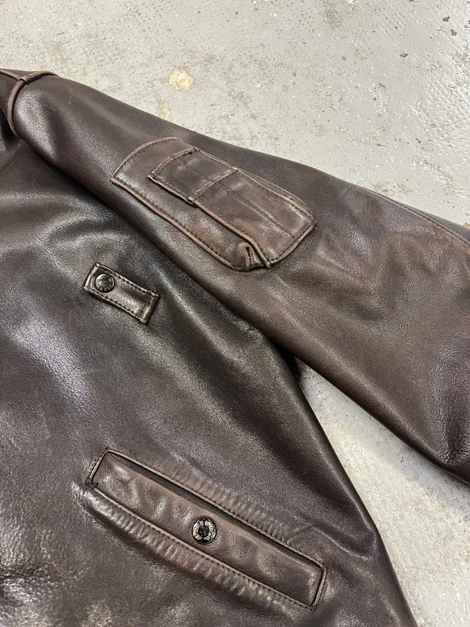 Avirex Brown Mafia Leather Pure Aviator Jacket - Image 8