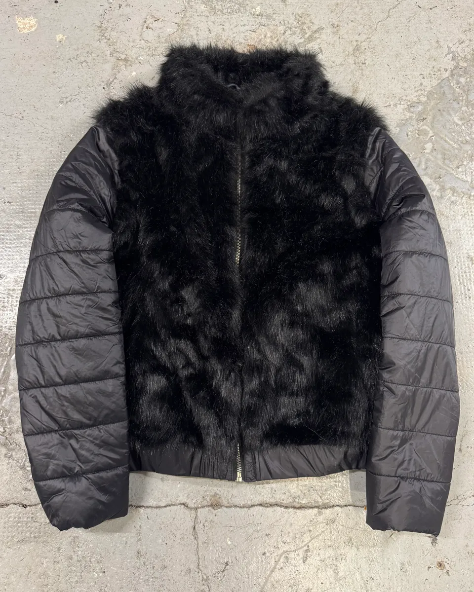Avirex Faux Fur Black Puffer Jacket with Detachable Sleeves
