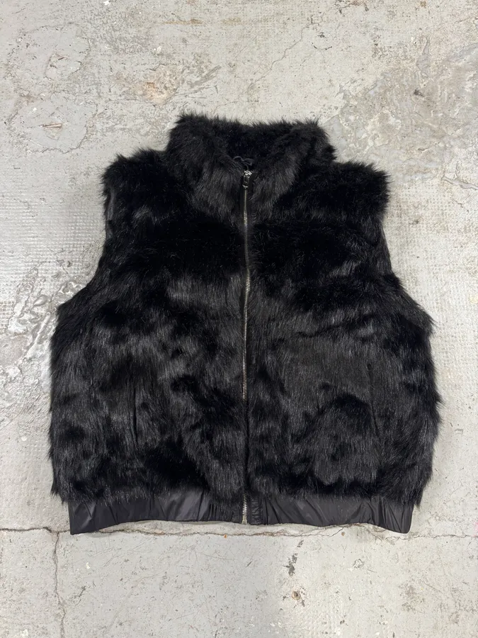 Avirex Faux Fur Black Puffer Jacket with Detachable Sleeves - Image 2
