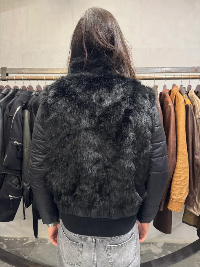Avirex Faux Fur Black Puffer Jacket with Detachable Sleeves - Image 4