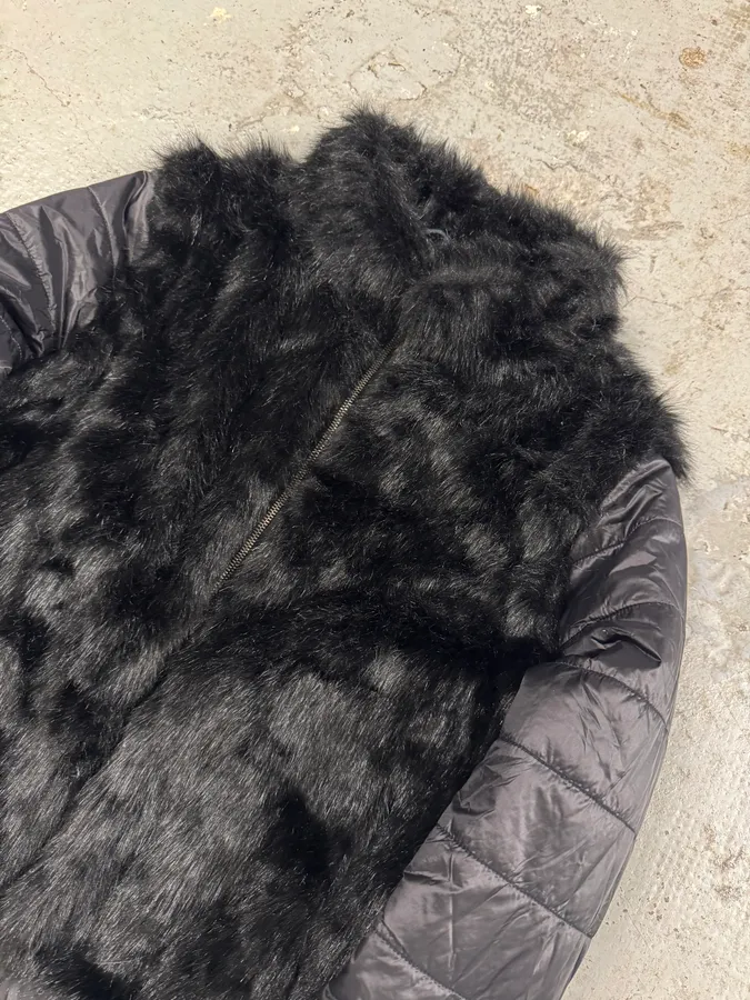 Avirex Faux Fur Black Puffer Jacket with Detachable Sleeves - Image 5