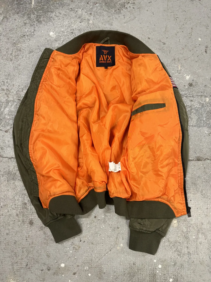 Avirex Olive Military Pilot Bomber Jacket - Image 3