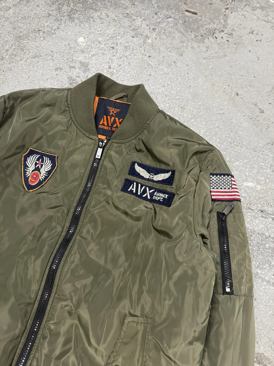 Avirex Olive Military Pilot Bomber Jacket - Image 4