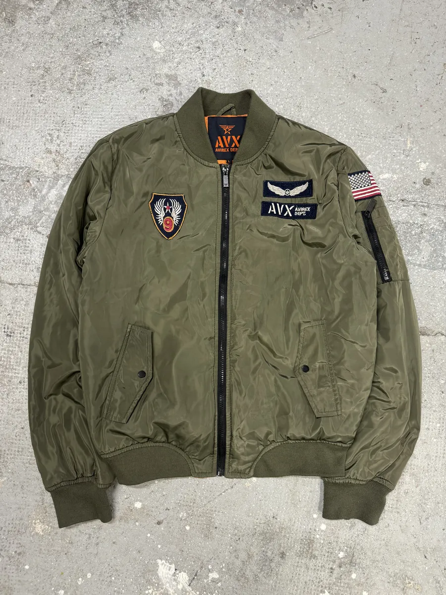 Avirex Olive Military Pilot Bomber Jacket - Image 5
