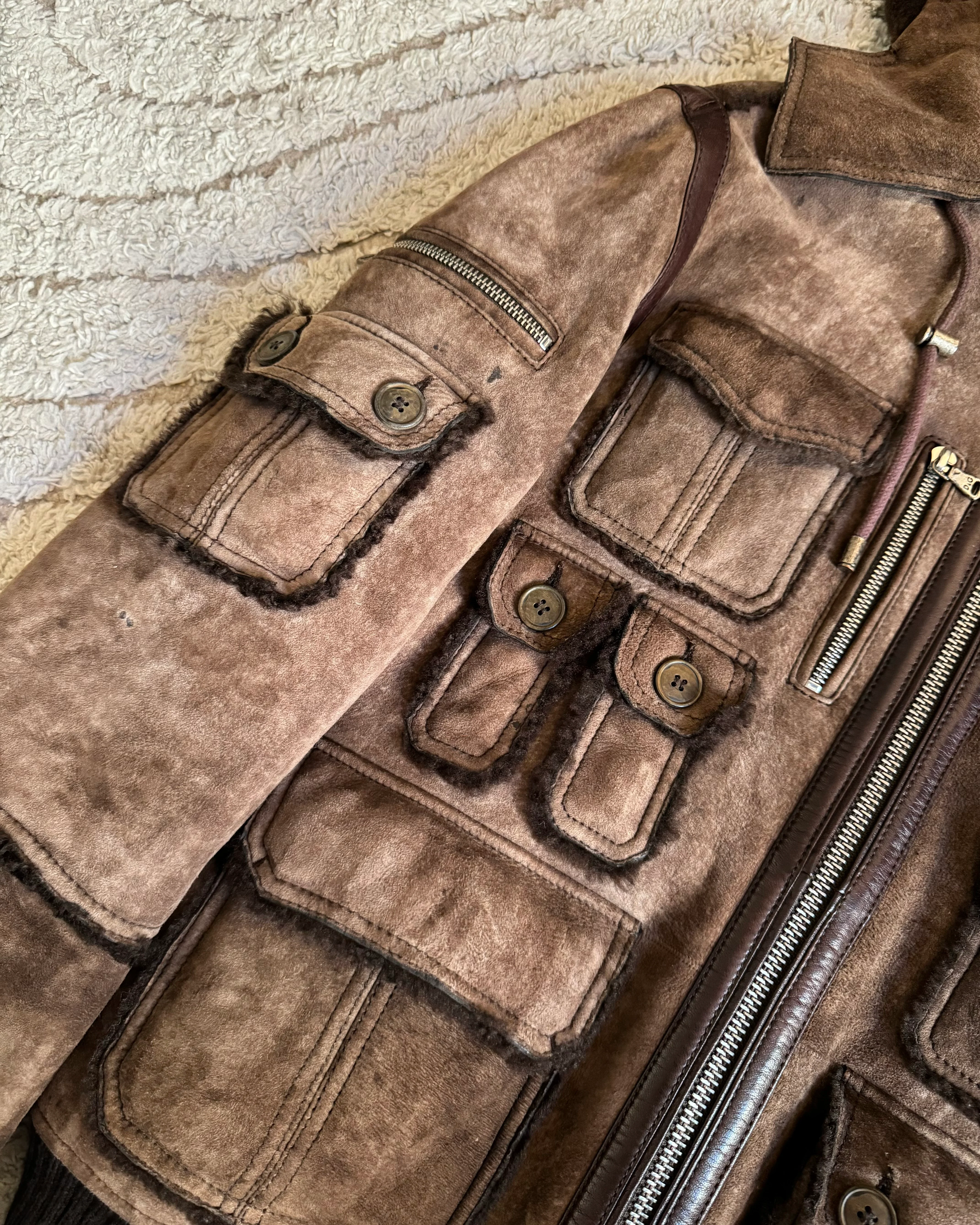 AW03 Dolce & Gabbana Multi-Pocket Sheepskin Cargo Jacket (M) - Image 4