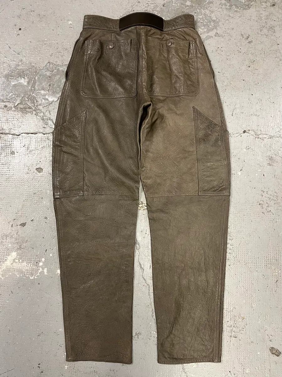 AW1986 Giorgio Armani Brown Relaxed Leather Italian Pants - Image 10