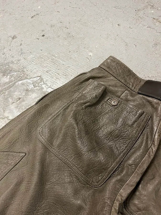 AW1986 Giorgio Armani Brown Relaxed Leather Italian Pants - Image 13