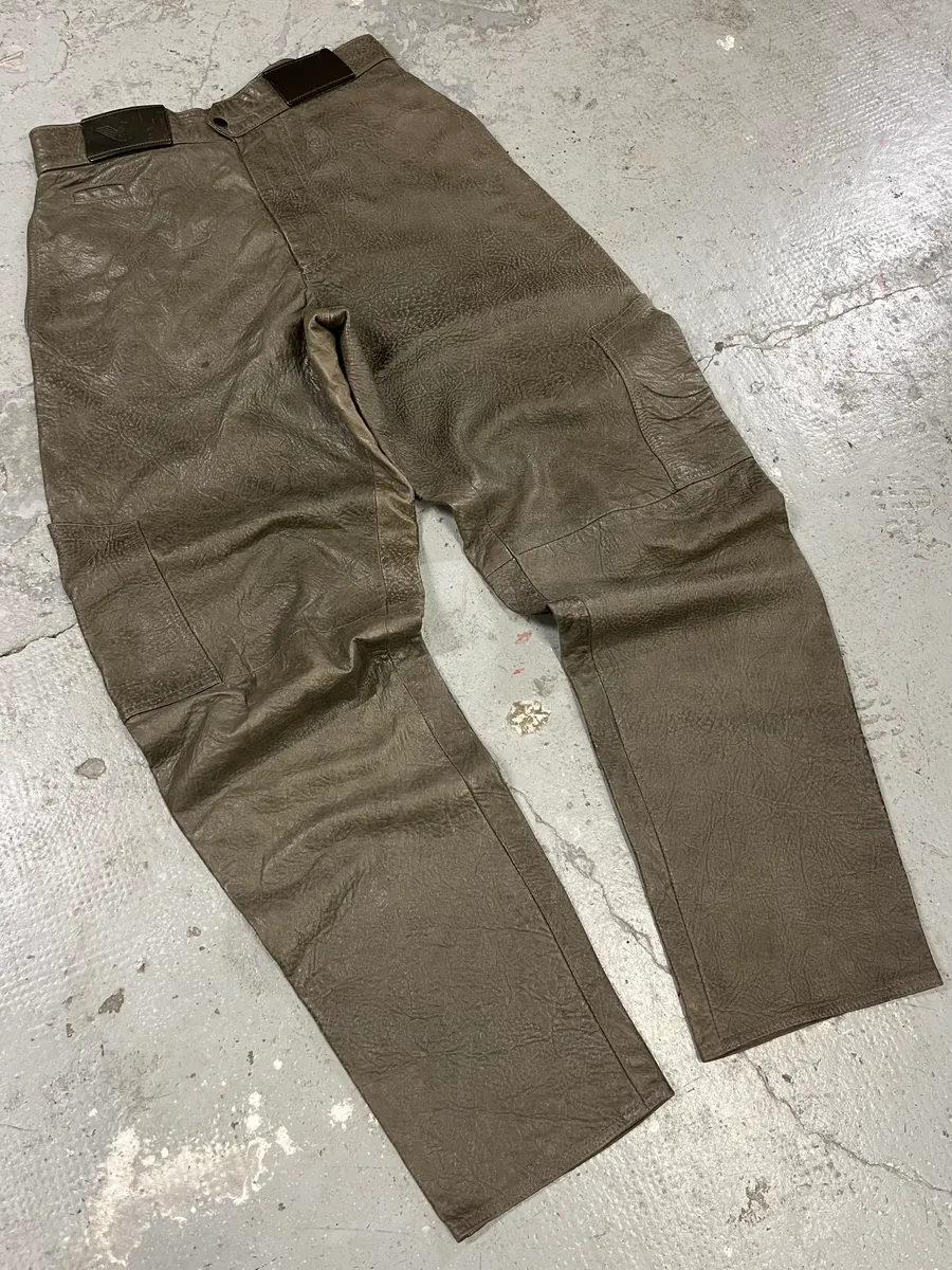 AW1986 Giorgio Armani Brown Relaxed Leather Italian Pants - Image 3