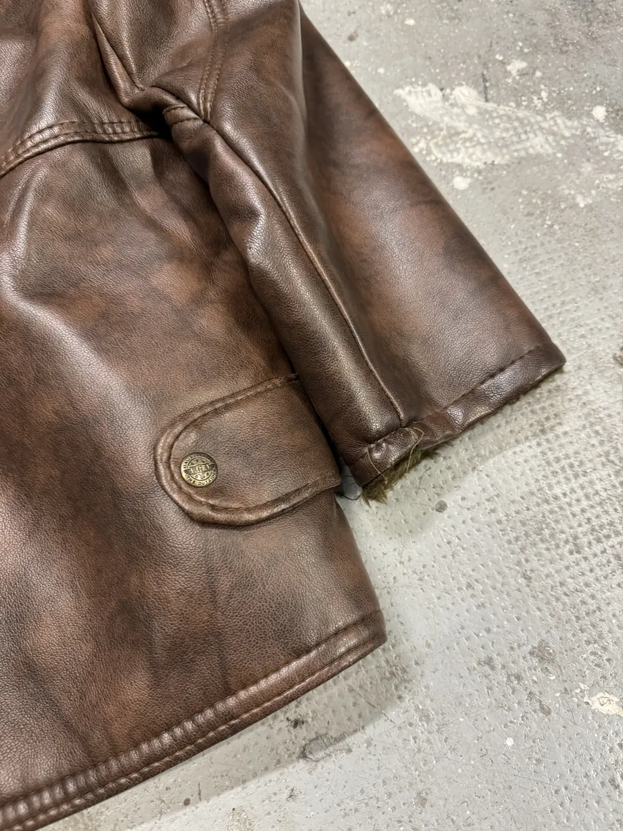 AW1986 Giorgio Armani Brown Shearling Leather Jacket - Image 4