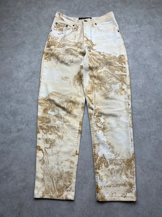 AW1994 Roberto Cavalli Sand Eroded Effect Beige Pants