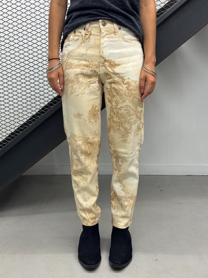 AW1994 Roberto Cavalli Sand Eroded Effect Beige Pants - Image 2