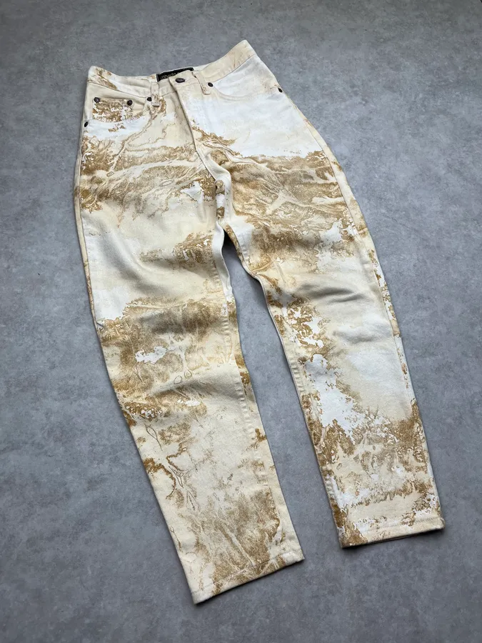 AW1994 Roberto Cavalli Sand Eroded Effect Beige Pants - Image 5