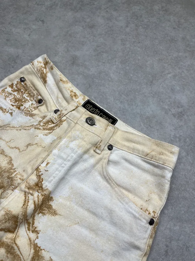 AW1994 Roberto Cavalli Sand Eroded Effect Beige Pants - Image 6