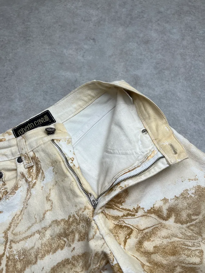 AW1994 Roberto Cavalli Sand Eroded Effect Beige Pants - Image 9