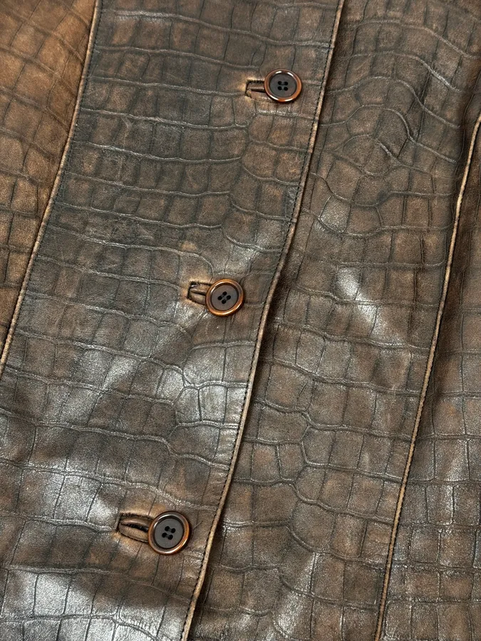 AW1995 Miu Miu Crocodile Effect Leather Premium Fur Coat - Image 9