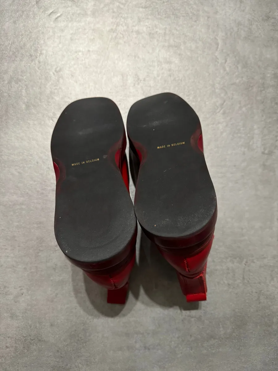 AW1996 Dirk Bikkembergs Red Astro Strapped Leather Boots - Image 10