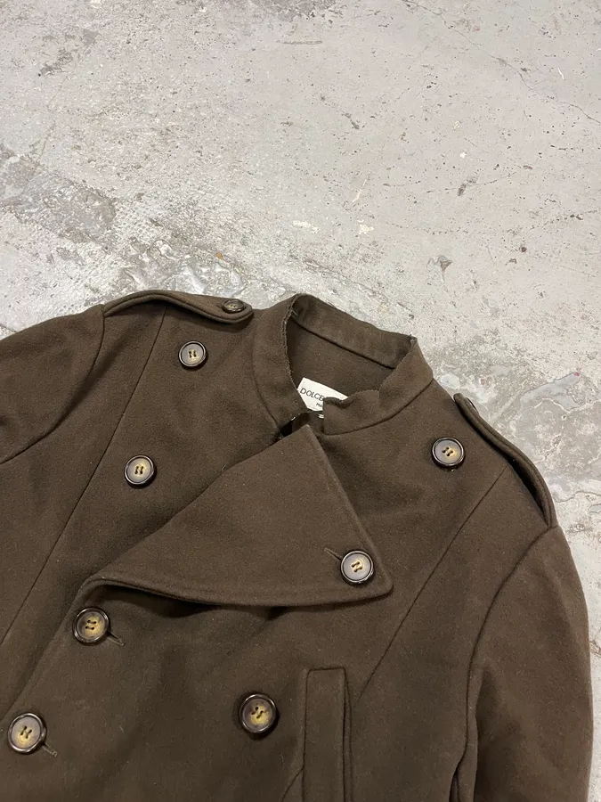 AW1996 Dolce & Gabbana Dark Olive Green Officer Buttoned Wool Jacket - Image 5