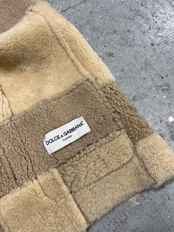 AW1996 Dolce & Gabbana Shearling Leather Patchwork Vest - Image 8