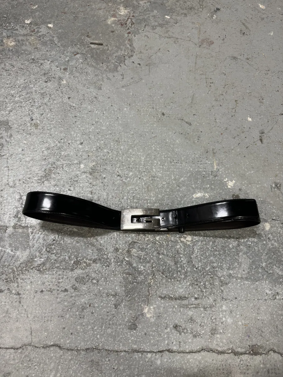 AW1997 Gucci Black Leather G Classy Belt - Image 8